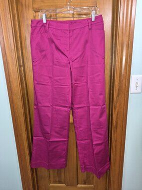 NWOT Newport News Women's Fuchsia Pants Woven Wide Leg Size 12